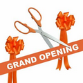 Grand Opening Kit-36" Ceremonial Scissors, Ribbon, Bows (Silver/Orange)